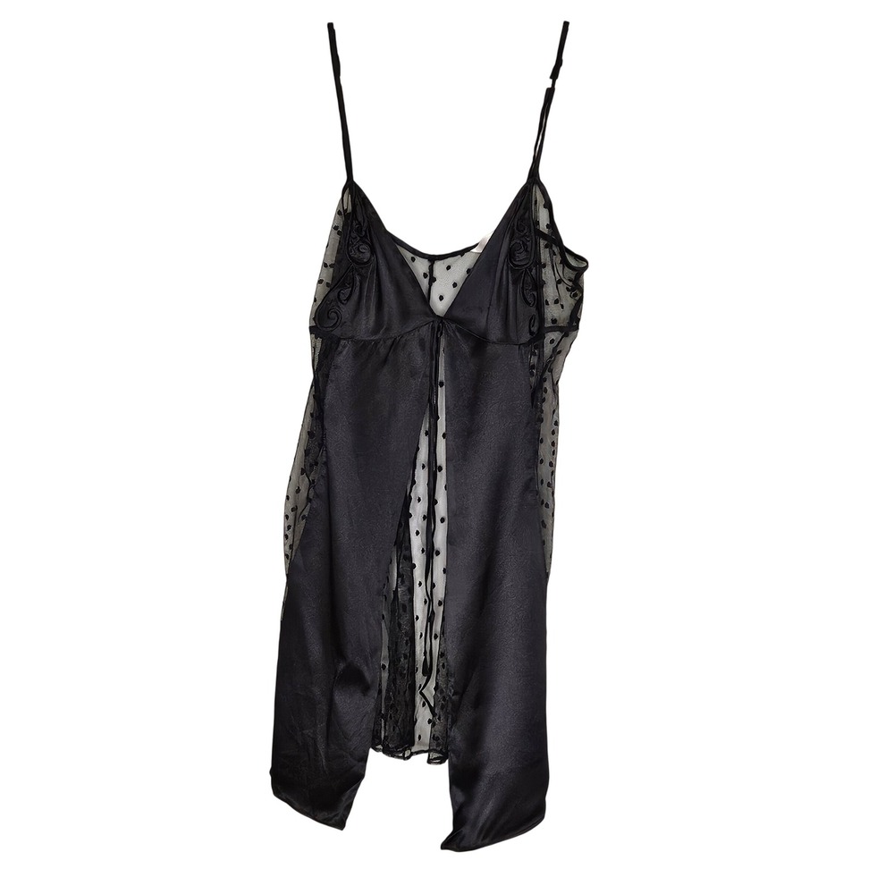 Victoria's Secret Black Polka Dot Med Sheer‎ Babydoll Y2K Lingerie Whimsigoth